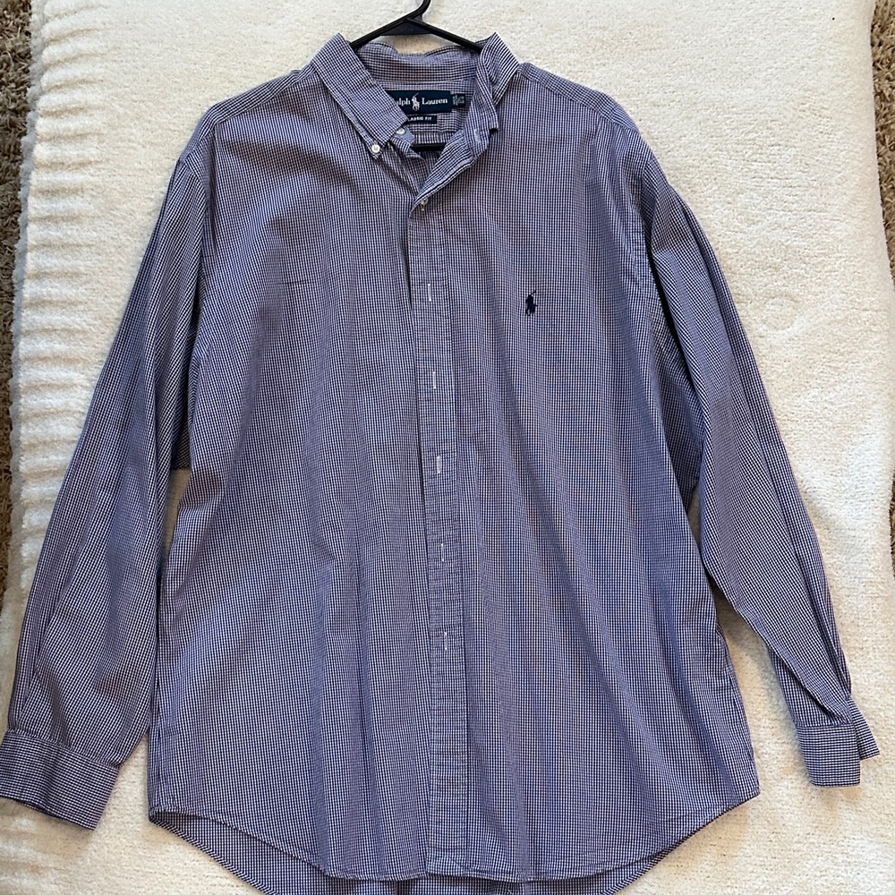 Polo by Ralph Lauren Men's Navy Checkered Button Down Shirt